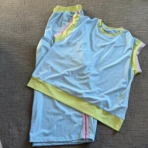 Fashion Brand 2X Lounge Set Short Sleeve Cropped Wide Leg